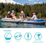 INTEX Excursion Inflatable Boat Series: Includes Deluxe 54in Boat Oars and High-Output Pump – SuperTough PVC – Adjustable Seats with Backrest – Fishing Rod Holders – Welded Oar Locks