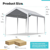 ADVANCE OUTDOOR 10x20 ft Heavy Duty Carport Potable Car Canopy Garage Party Tent Boat Shelter, Adjustable Height from 9.5 ft to 11 ft, Beige