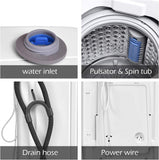 Portable Washing Machine, Full Automatic Washer and Dryer Combo, with Built-in Pump Drain 8 LBS Capacity Compact Laundry Washer Spin Dryer for Apartment RV Dorm