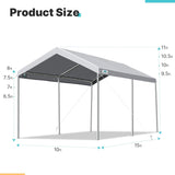 ADVANCE OUTDOOR 10x20 ft Heavy Duty Carport Potable Car Canopy Garage Party Tent Boat Shelter, Adjustable Height from 9.5 ft to 11 ft, Beige