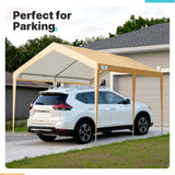 ADVANCE OUTDOOR 10x20 ft Heavy Duty Carport Potable Car Canopy Garage Party Tent Boat Shelter, Adjustable Height from 9.5 ft to 11 ft, Beige