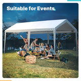 ADVANCE OUTDOOR 10x20 ft Heavy Duty Carport Potable Car Canopy Garage Party Tent Boat Shelter, Adjustable Height from 9.5 ft to 11 ft, Beige
