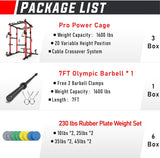 Sportsroyals Power Cage,1600lbs Multi-Function Power Rack with Adjustable Cable Crossover System and More Training Attachment, Weight Cage for Home Gym