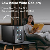 24 inch Wine Cooler, 46 Bottle - Dual Zone Built-in or Freestanding Fridge with Stainless Steel Reversible Glass Door, for Home, Kitchen, or Office.