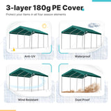 ADVANCE OUTDOOR 10x20 ft Heavy Duty Carport Potable Car Canopy Garage Party Tent Boat Shelter, Adjustable Height from 9.5 ft to 11 ft, Beige