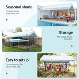 ADVANCE OUTDOOR 10x20 ft Heavy Duty Carport Potable Car Canopy Garage Party Tent Boat Shelter, Adjustable Height from 9.5 ft to 11 ft, Beige