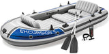 INTEX Excursion Inflatable Boat Series: Includes Deluxe 54in Boat Oars and High-Output Pump – SuperTough PVC – Adjustable Seats with Backrest – Fishing Rod Holders – Welded Oar Locks