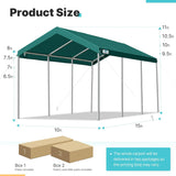 ADVANCE OUTDOOR 10x20 ft Heavy Duty Carport Potable Car Canopy Garage Party Tent Boat Shelter, Adjustable Height from 9.5 ft to 11 ft, Beige