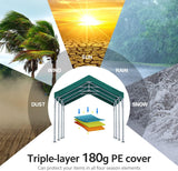 ADVANCE OUTDOOR 10x20 ft Heavy Duty Carport Potable Car Canopy Garage Party Tent Boat Shelter, Adjustable Height from 9.5 ft to 11 ft, Beige